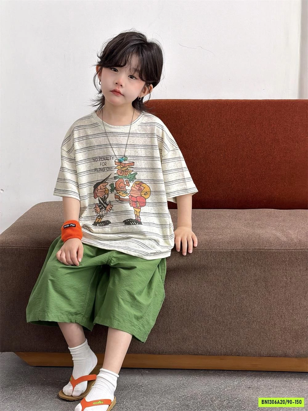 ÁO THUN KẺ MIX SHORT XANH HÀN QUỐC