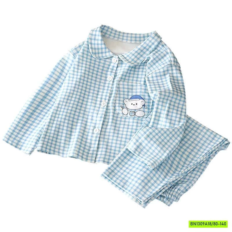 PIZAMA COTTON CỔ SEN
