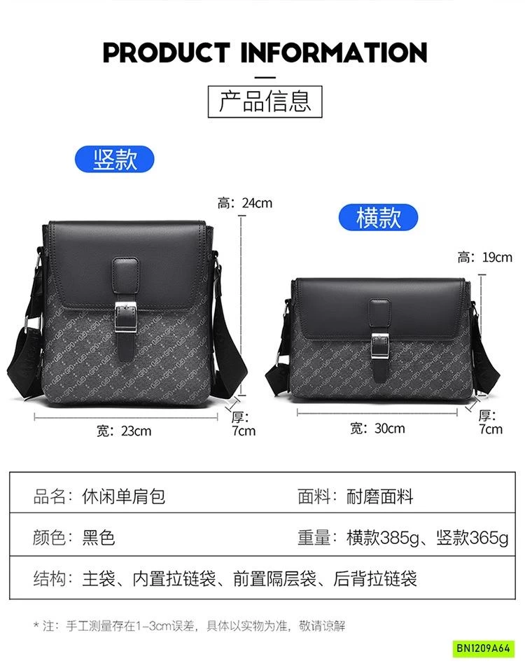 TÚI ĐEO CHÉO NAM TONE ĐEN