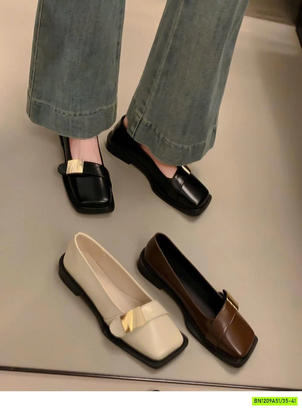 GIÀY BÚP BÊ MŨI VUÔNG PHỐI QUAI