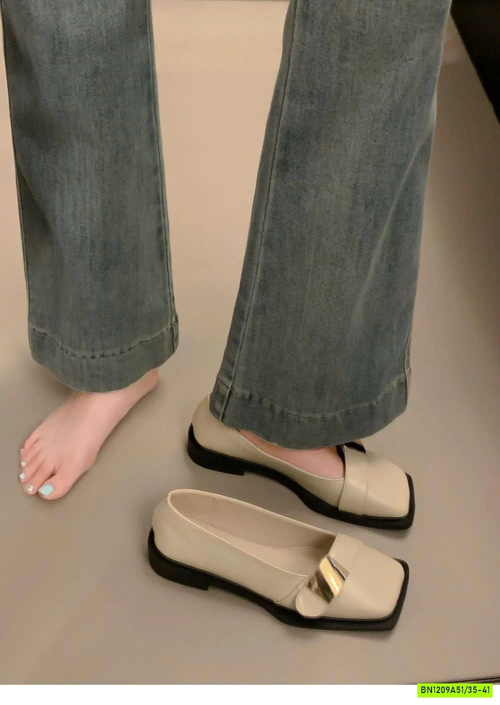 GIÀY BÚP BÊ MŨI VUÔNG PHỐI QUAI