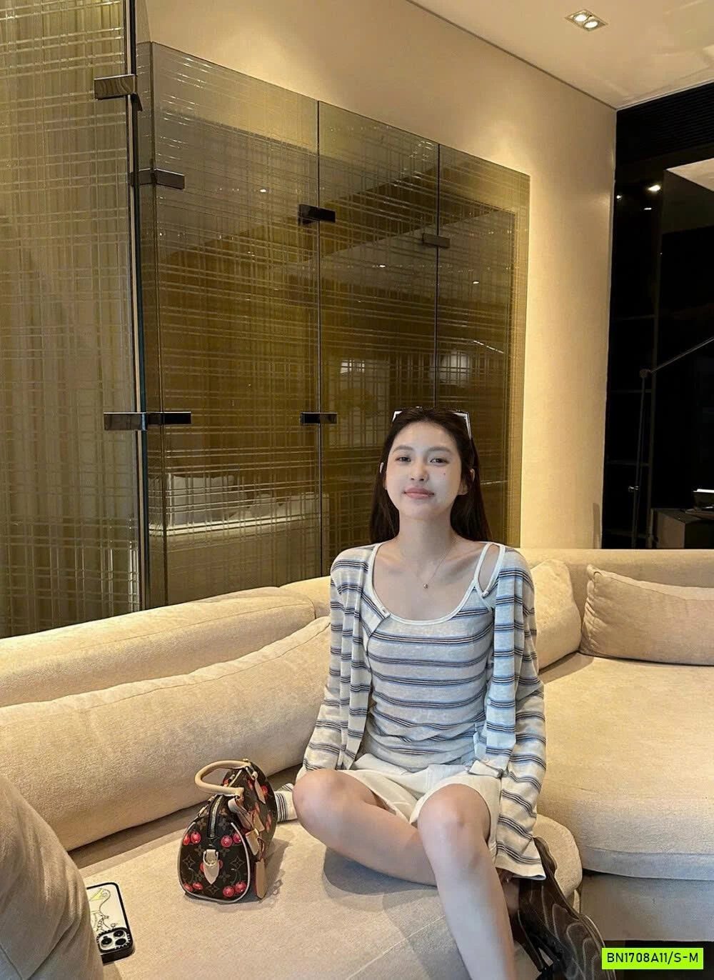 SÉT ÁO 2 DÂY+CARDIGAN KẺ WGWE6850