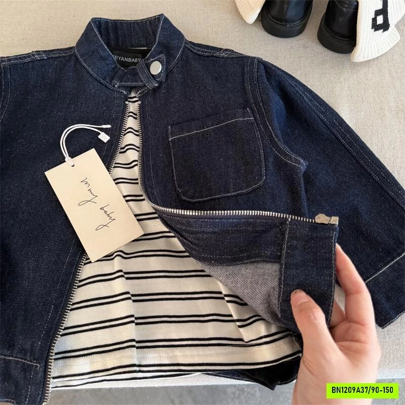 KHOÁC DENIM CỔ TRỤ MMY