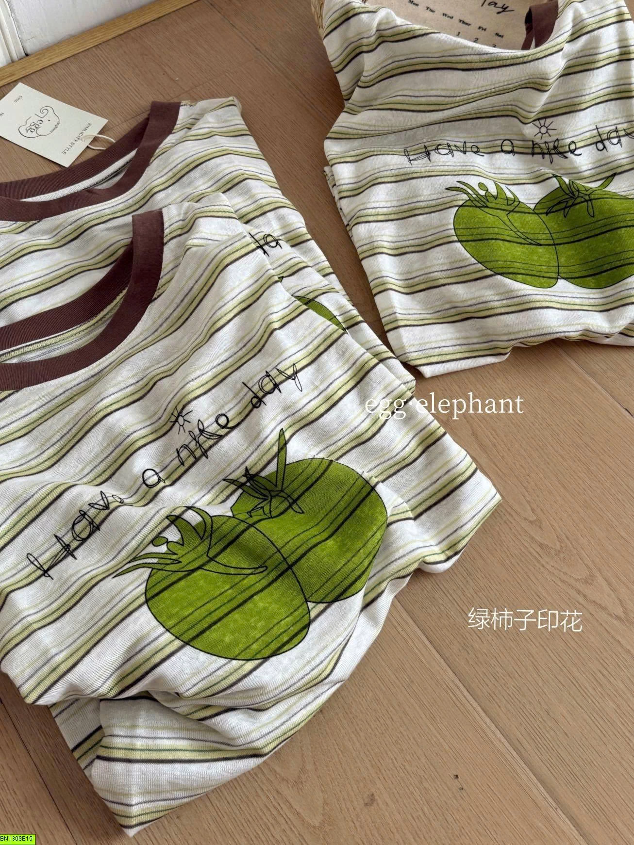 ÁO THUN KẺ SỌC CÀ CHUA XANH