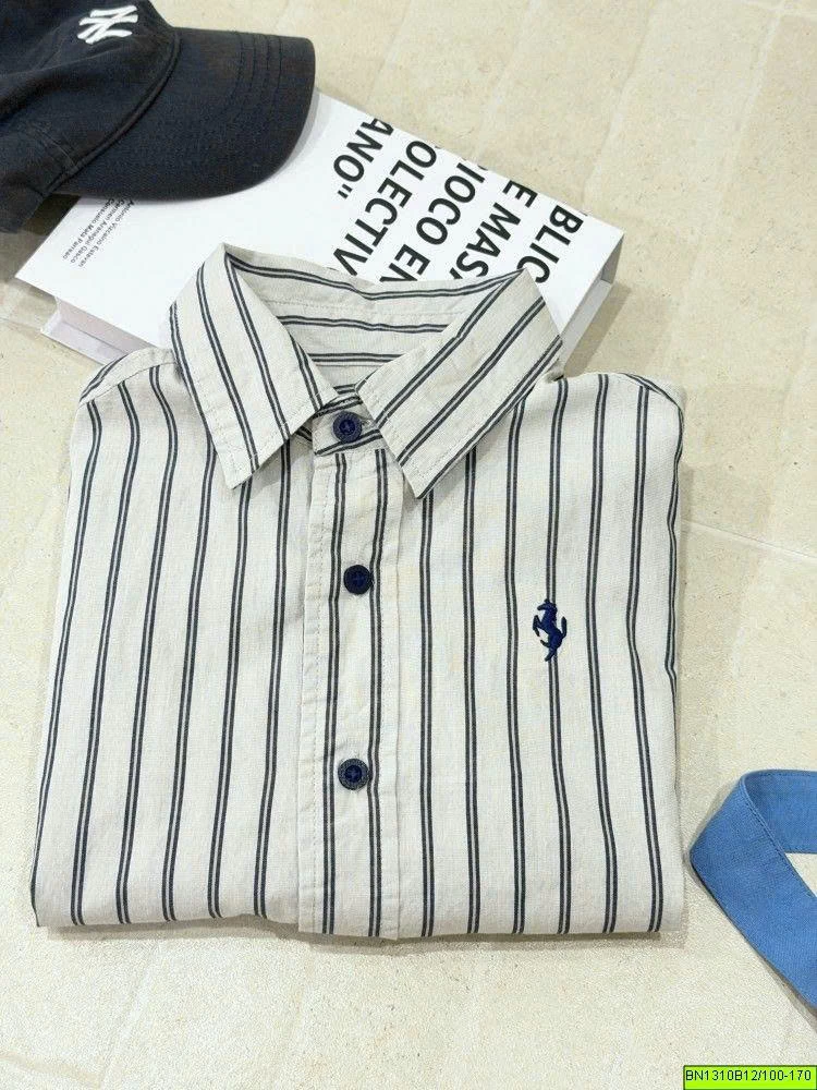 ÁO SƠ MI SỌC AMBB LOGO NGỰA 26E006
