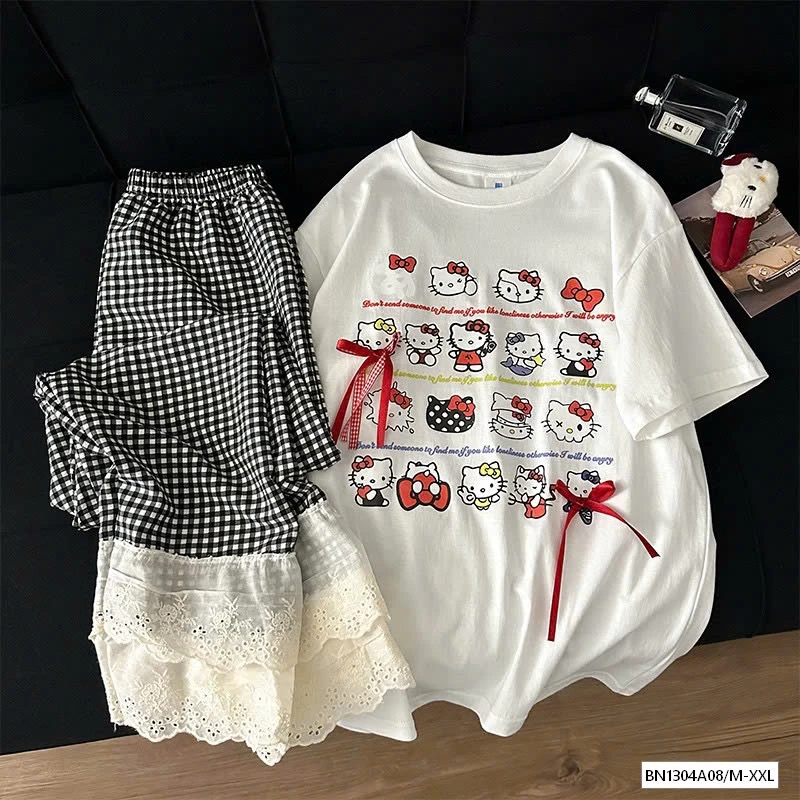 BỘ ÁO NGẮN DÀI TAY KITTY