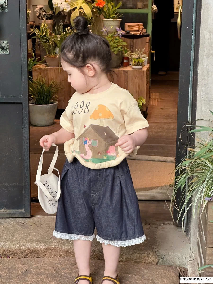 SÉT ÁO PHÔNG VIỀN XOẮN MIX QUẦN SHORT DENIIM