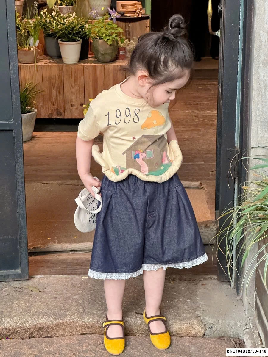 SÉT ÁO PHÔNG VIỀN XOẮN MIX QUẦN SHORT DENIIM