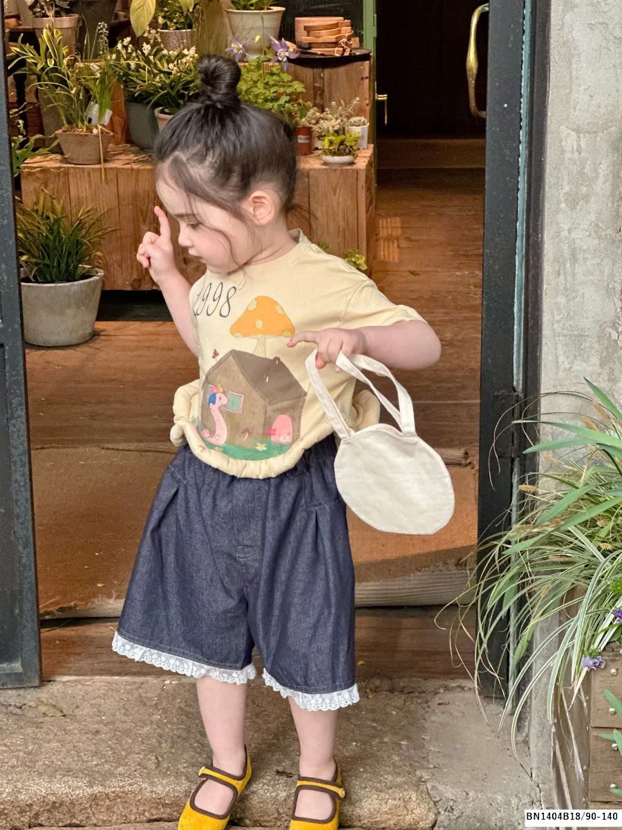 SÉT ÁO PHÔNG VIỀN XOẮN MIX QUẦN SHORT DENIIM