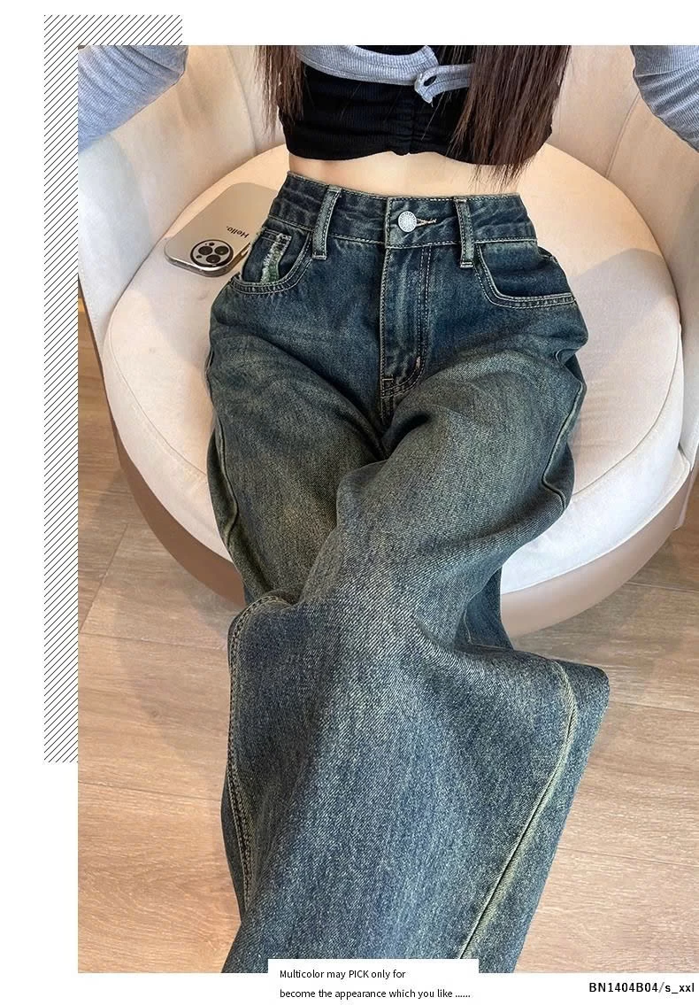 QUẦN JEAN SUÔNG GẤU IN HOA