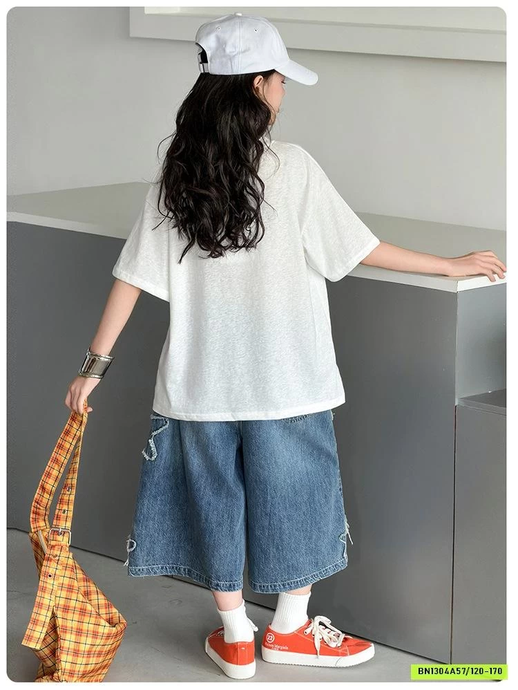 ÁO THUN CÔ GÁI MIX JEANS LỠ