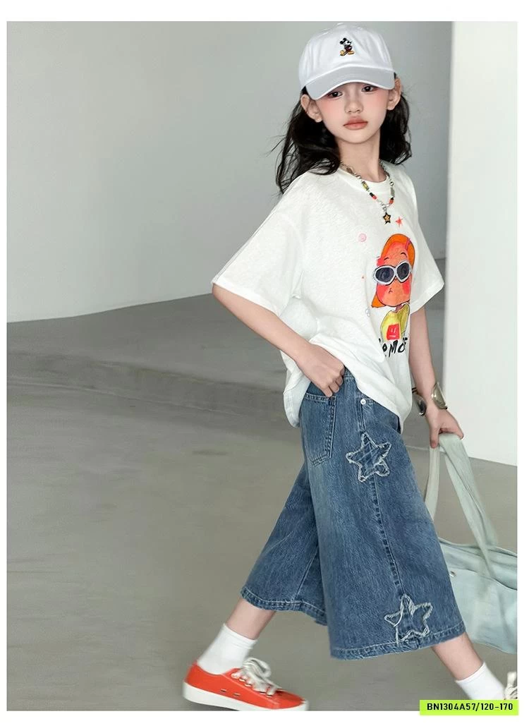 ÁO THUN CÔ GÁI MIX JEANS LỠ
