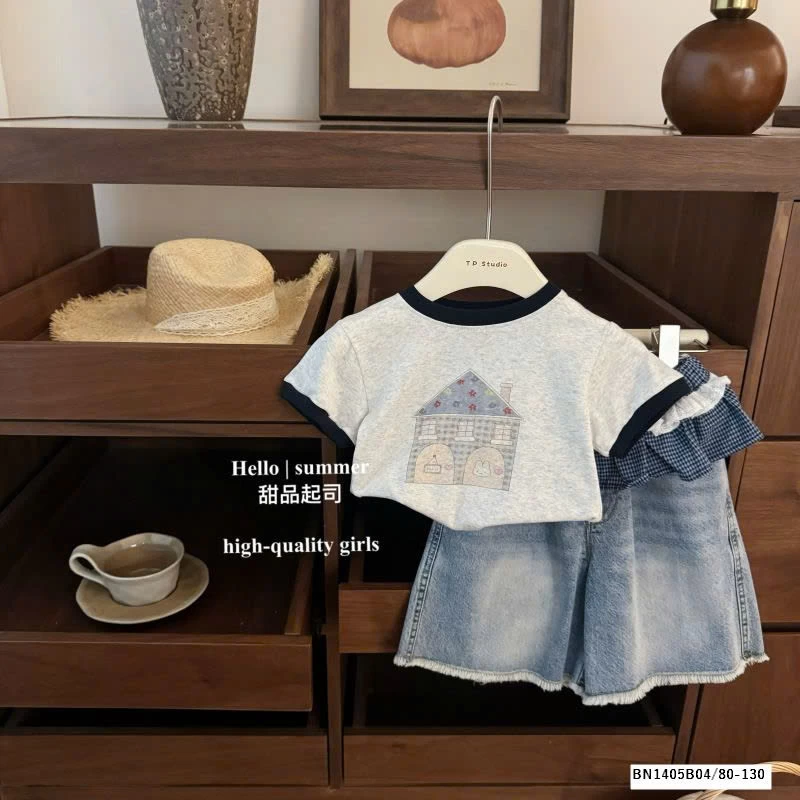 SET ÁO PHỐI VIỀN MIX QUẦN JEAN ỐNG RỘNG