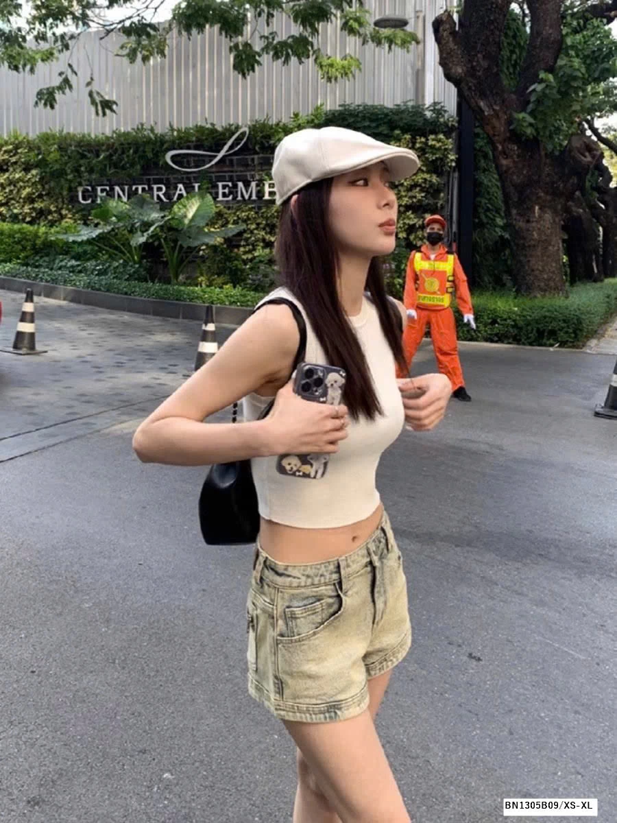 QUẦN SHORT  JEAN BẠC MÀU TÚI KHÓA