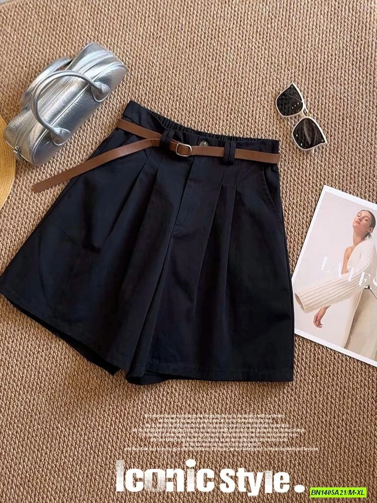 SHORT THÔ MỀM CẠP CÚC KÈM BELT