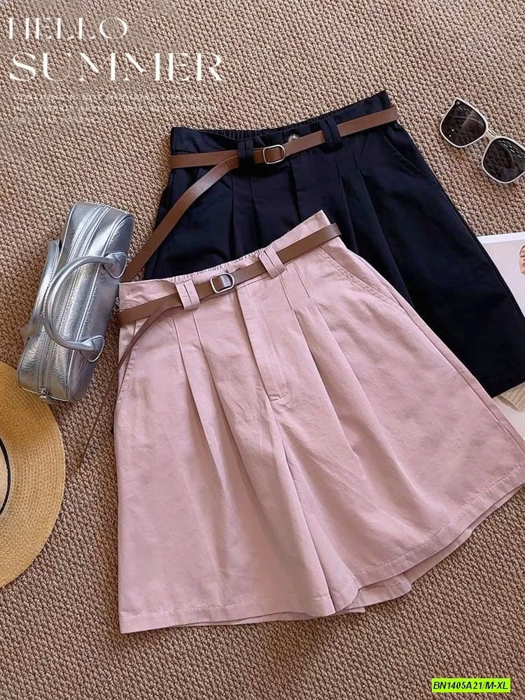 SHORT THÔ MỀM CẠP CÚC KÈM BELT