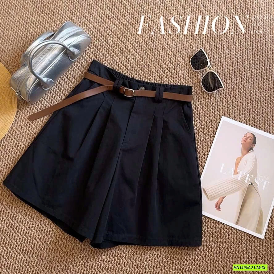 SHORT THÔ MỀM CẠP CÚC KÈM BELT