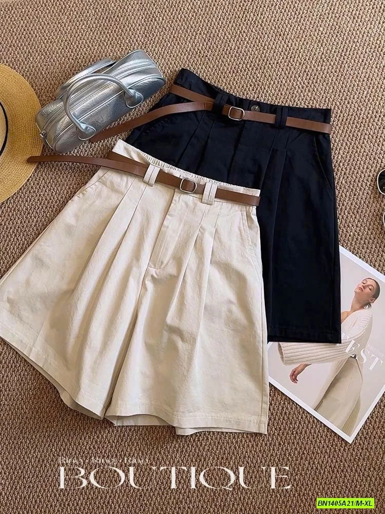 SHORT THÔ MỀM CẠP CÚC KÈM BELT
