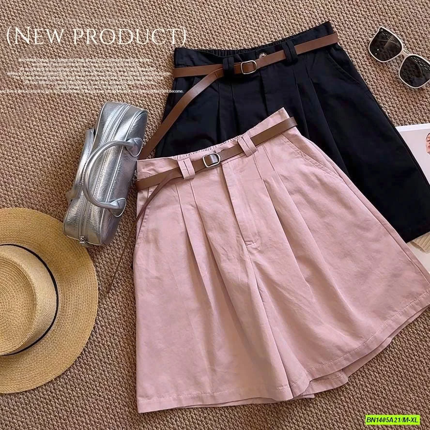 SHORT THÔ MỀM CẠP CÚC KÈM BELT