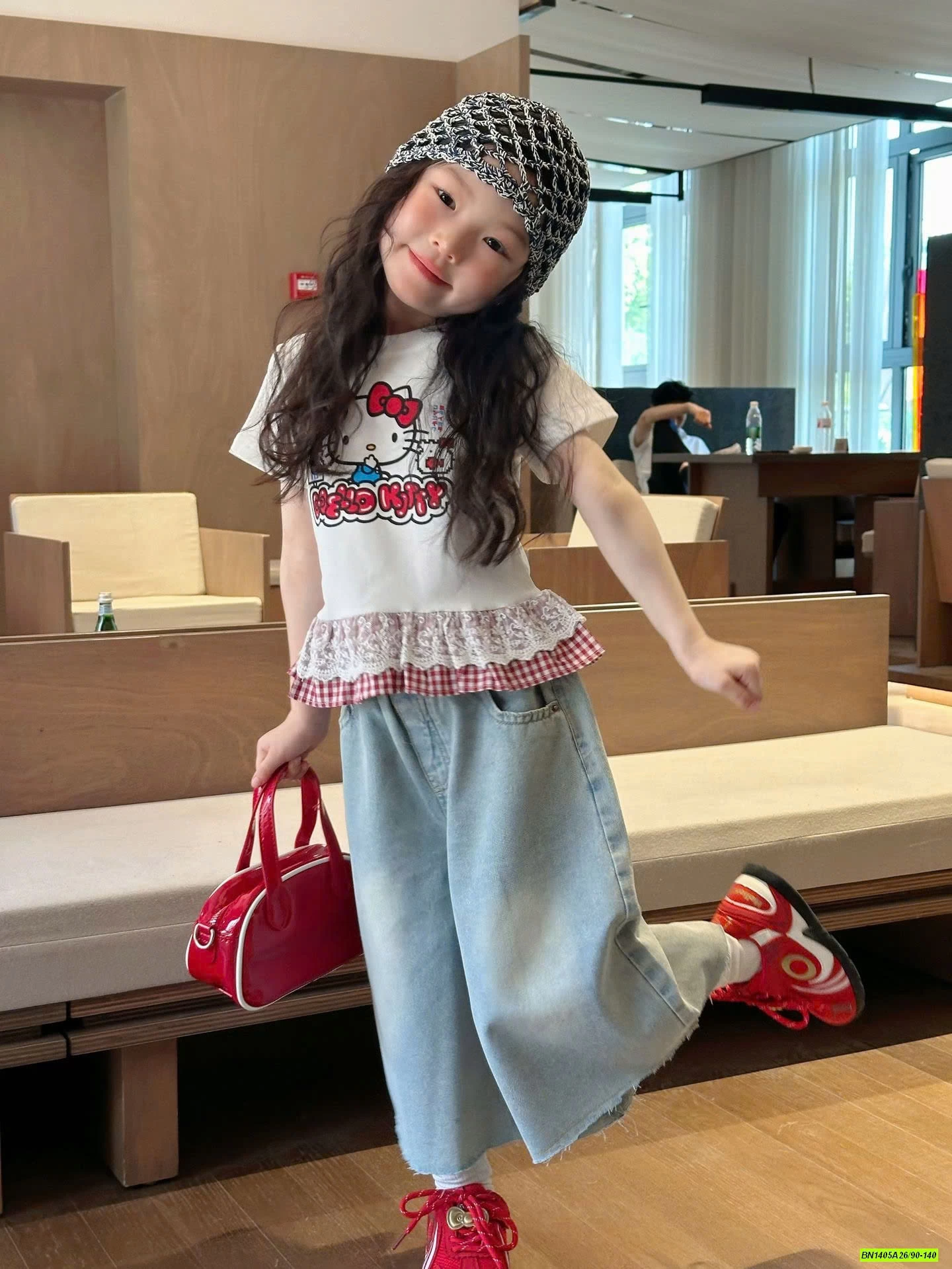 ÁO KITTY MIX JEANS ỐNG RỘNG