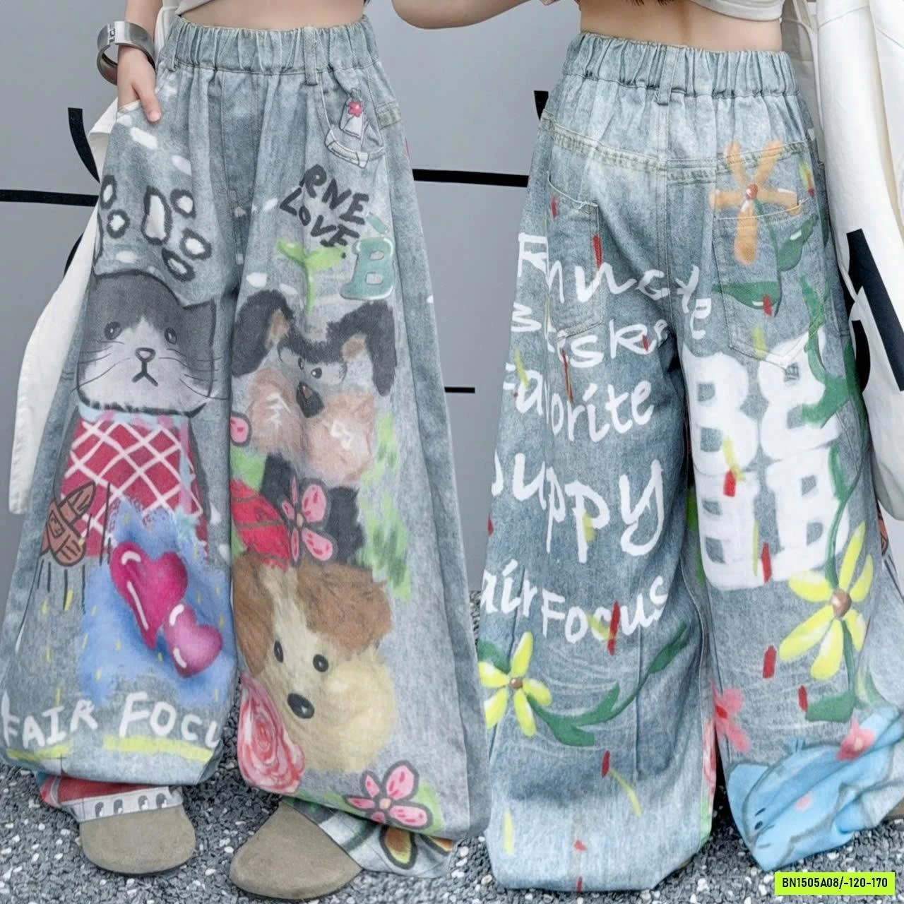 CROPTOP MIX QUẦN SUÔNG IN THÚ CƯNG