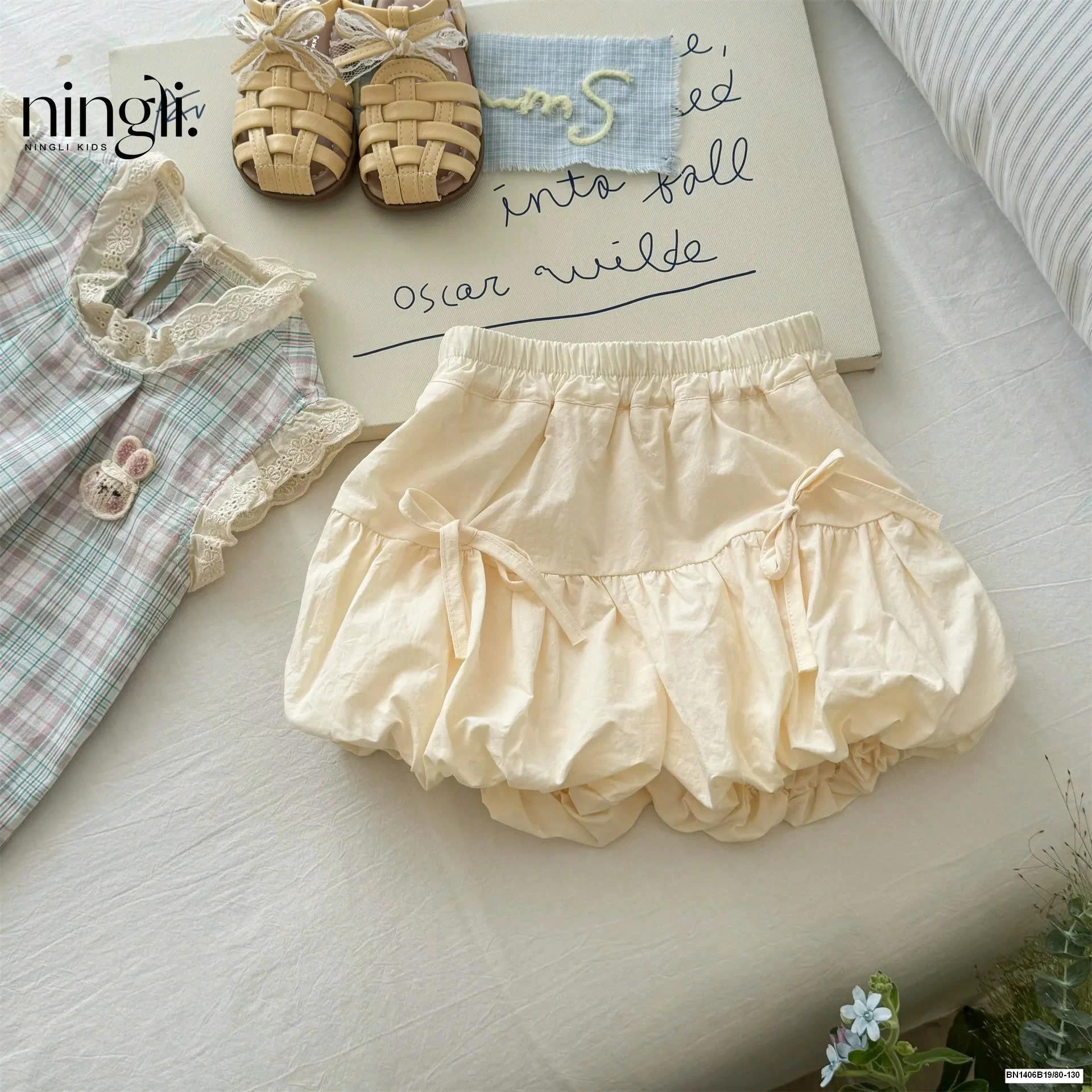 SÉT ÁO CARO THỎ XANH MIX QUẦN BÍ