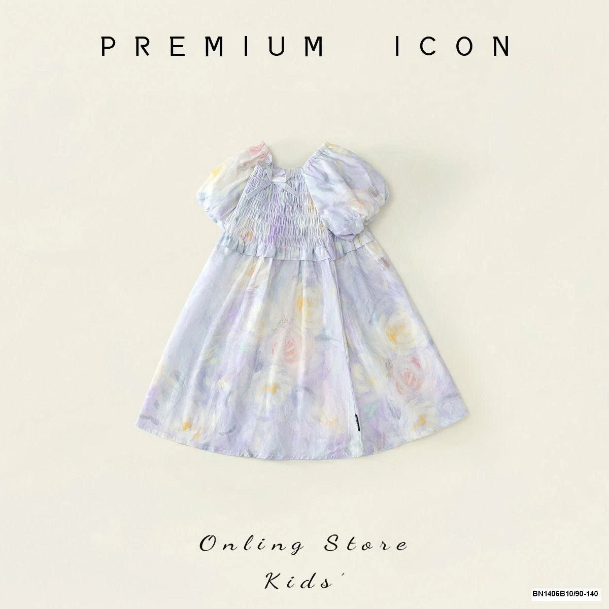 ĐẦM HOA TÍM TAY BỒNG CHUN NGỰC