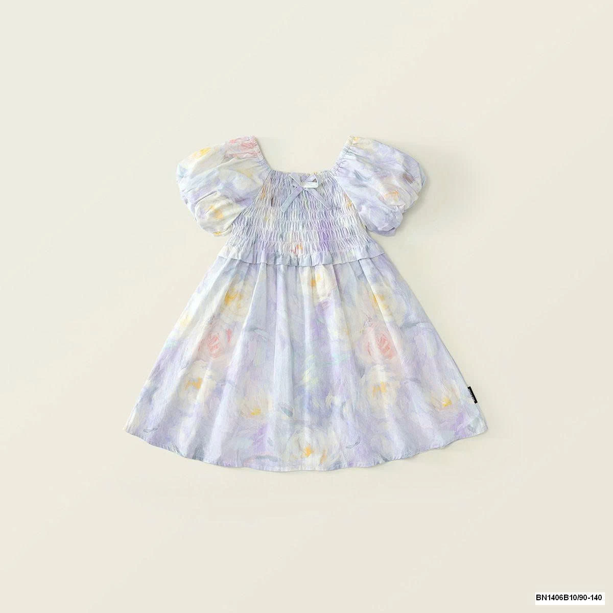 ĐẦM HOA TÍM TAY BỒNG CHUN NGỰC