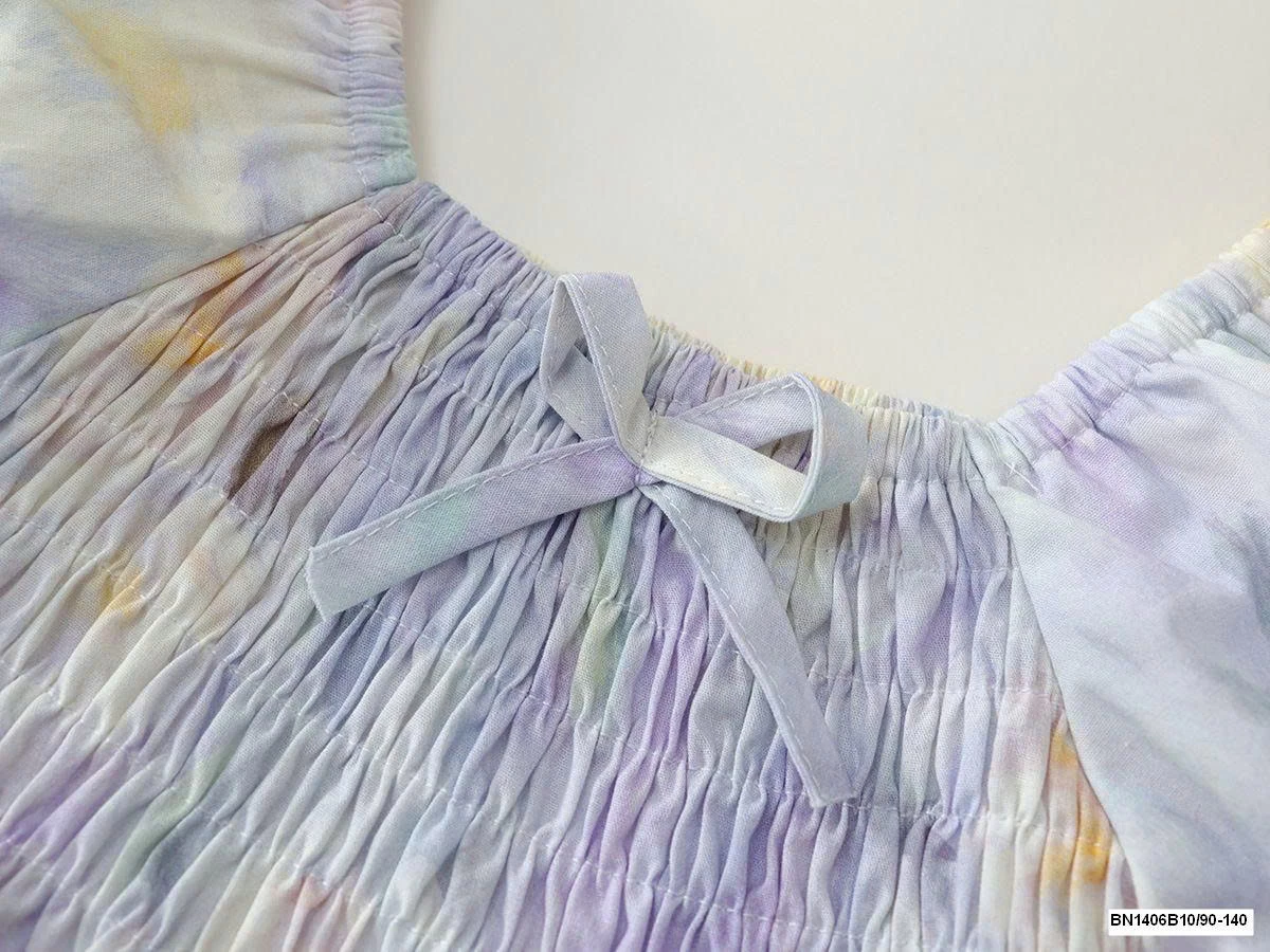 ĐẦM HOA TÍM TAY BỒNG CHUN NGỰC