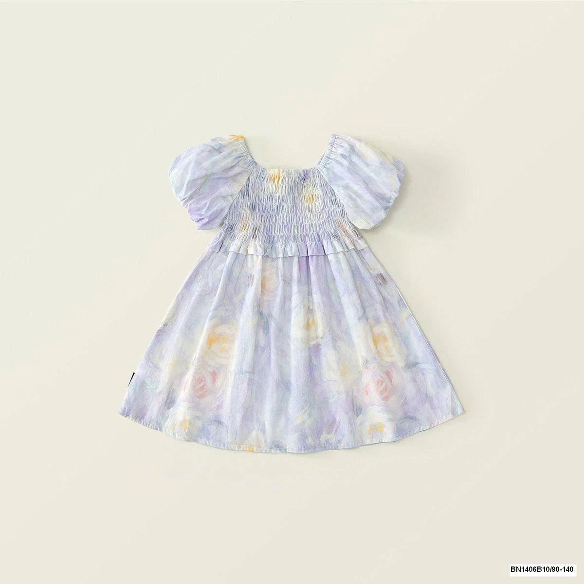 ĐẦM HOA TÍM TAY BỒNG CHUN NGỰC