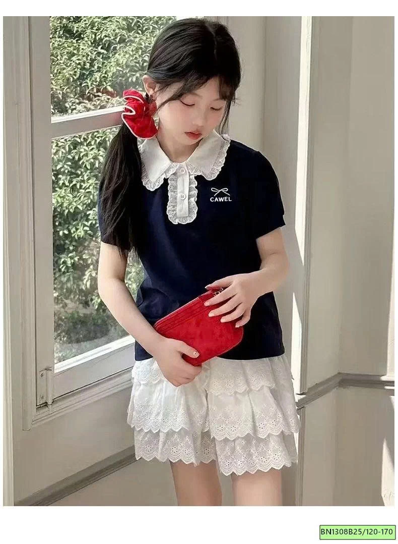 SÉT ÁO POLO CỔ REN MIX CV REN TRẮNG