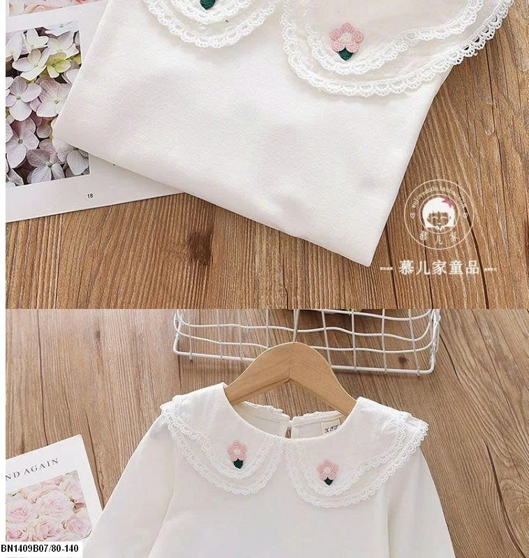 Áo dài tay bé gái cổ bèo siêu xinh