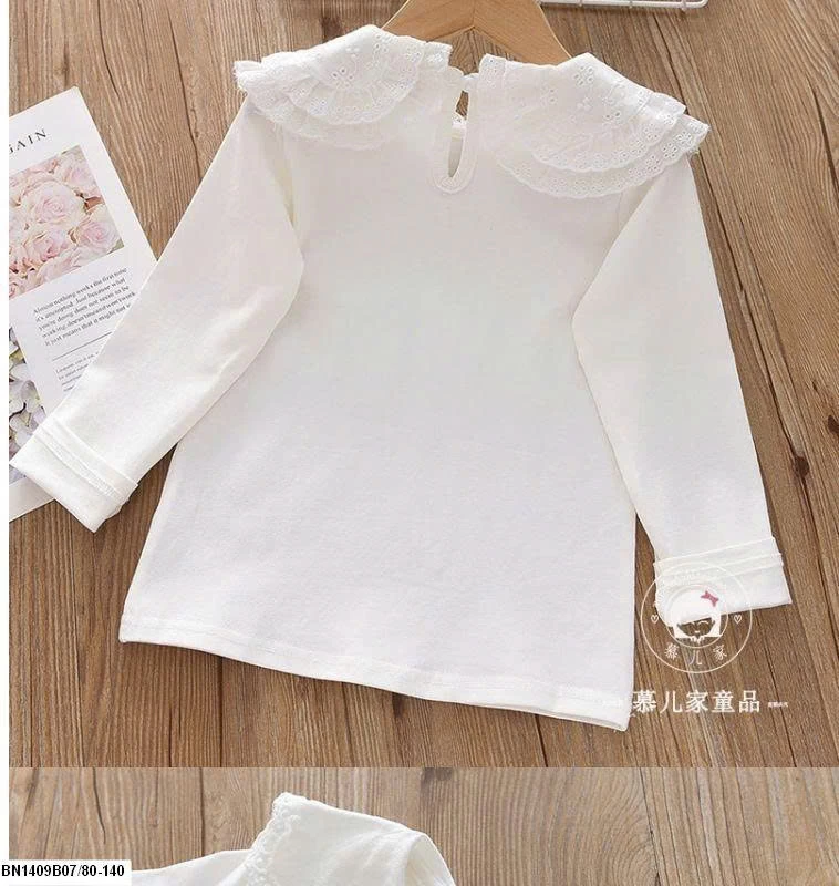 Áo dài tay bé gái cổ bèo siêu xinh