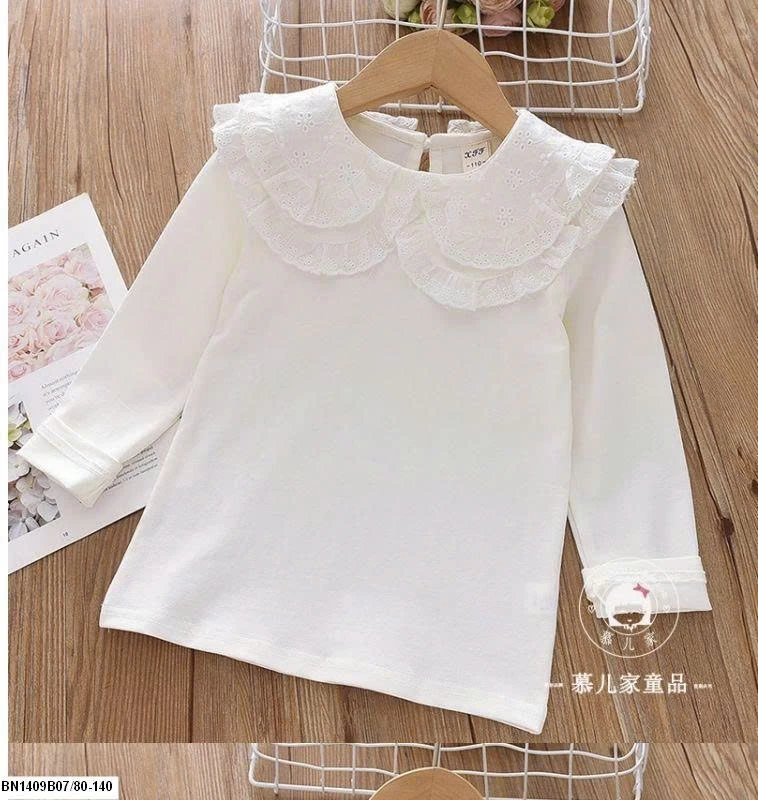 Áo dài tay bé gái cổ bèo siêu xinh