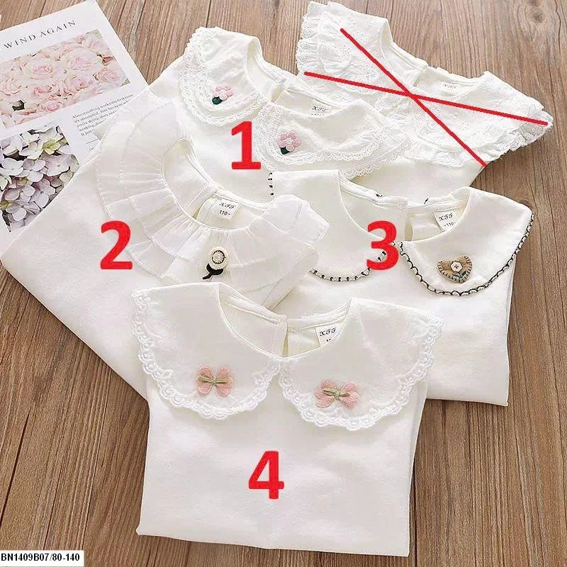 Áo dài tay bé gái cổ bèo siêu xinh