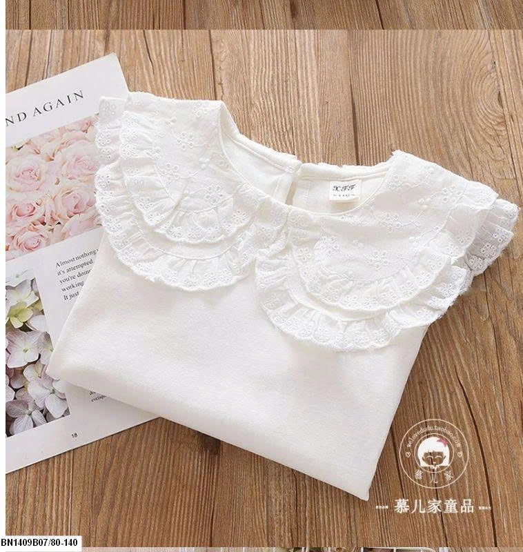 Áo dài tay bé gái cổ bèo siêu xinh