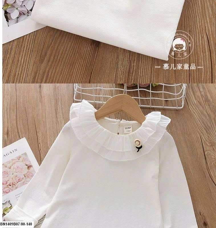 Áo dài tay bé gái cổ bèo siêu xinh