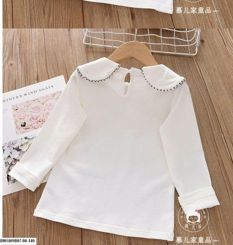 Áo dài tay bé gái cổ bèo siêu xinh