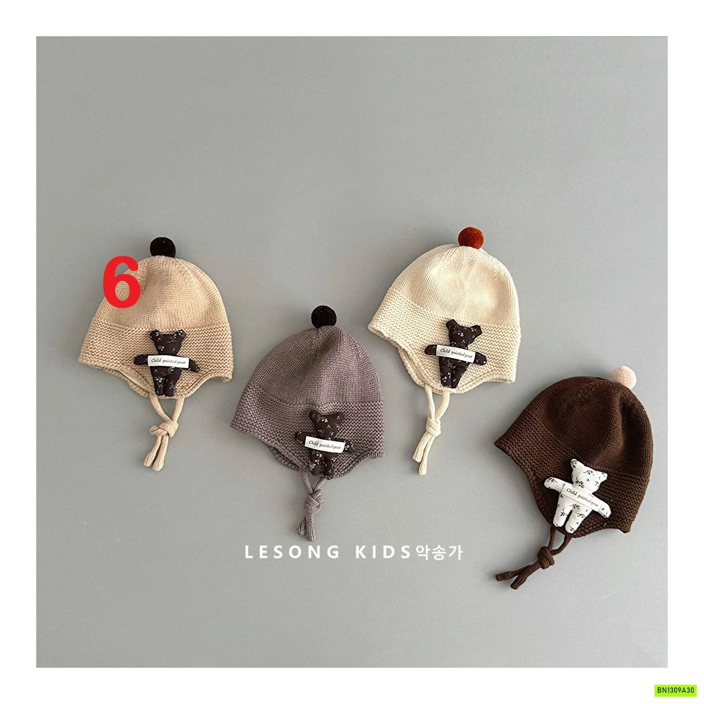 MŨ LEN DỆT GẮN GẤU