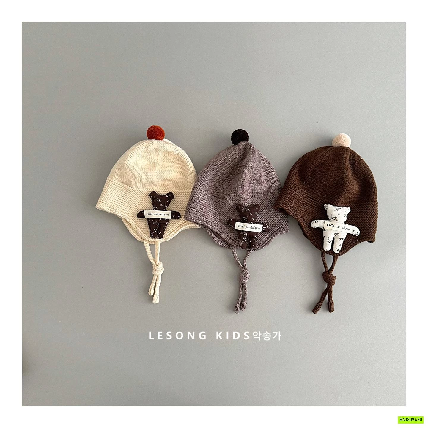 MŨ LEN DỆT GẮN GẤU