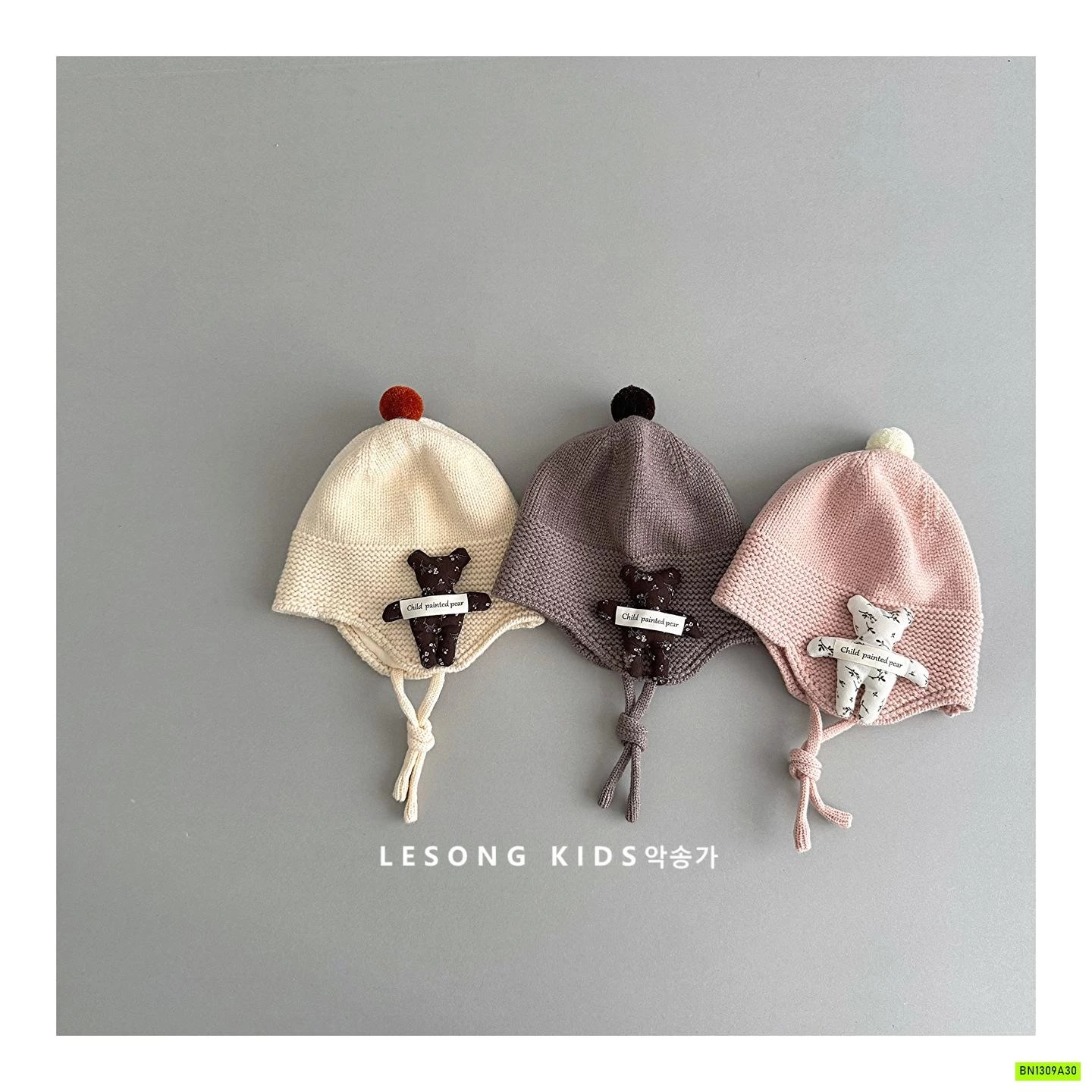 MŨ LEN DỆT GẮN GẤU