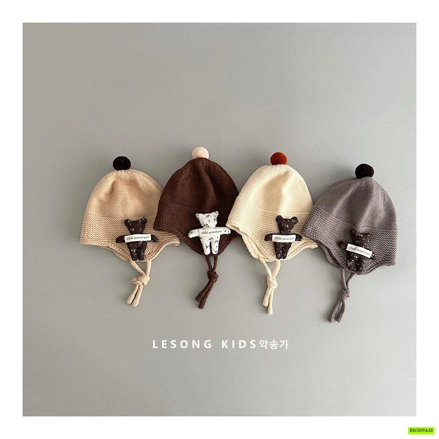 MŨ LEN DỆT GẮN GẤU