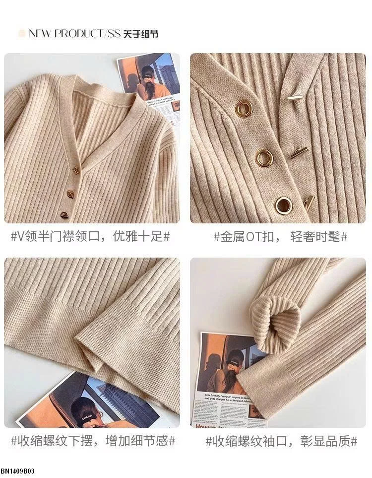 ÁO LEN CỔ V 4 CÚC