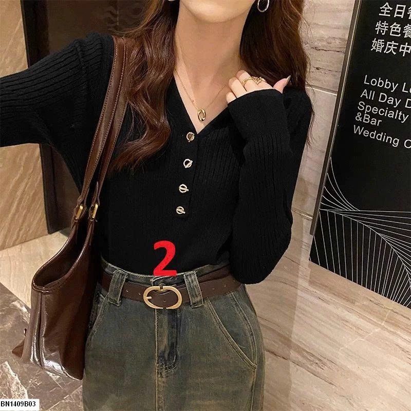 ÁO LEN CỔ V 4 CÚC