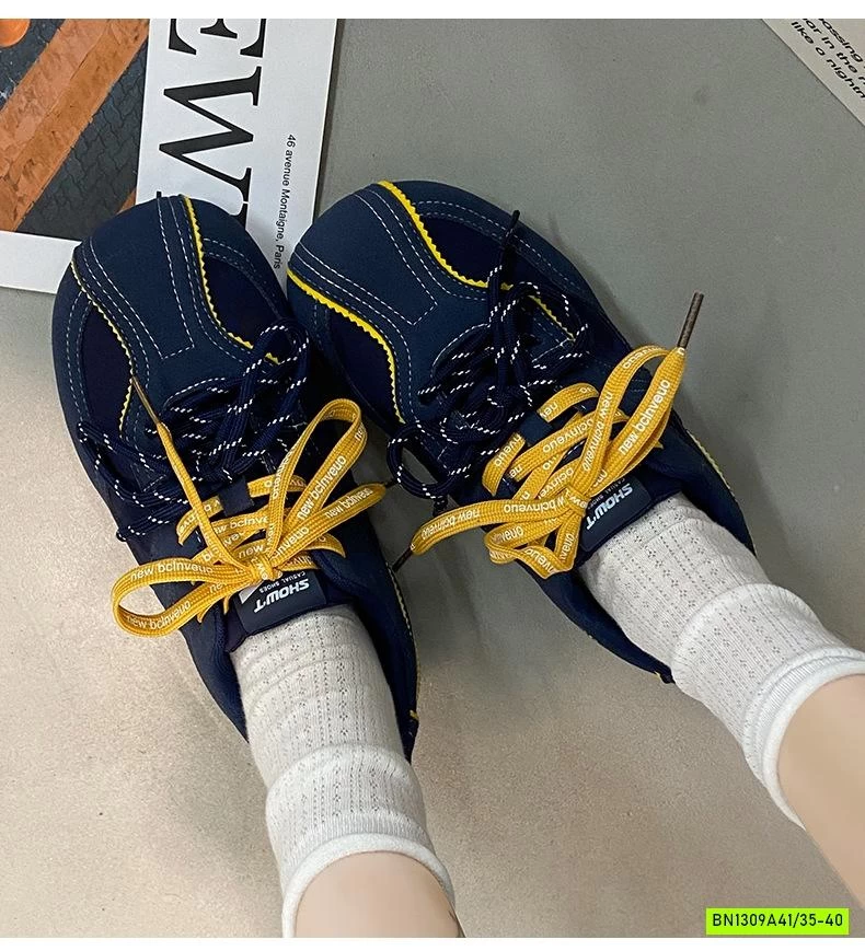 GIÀY THỂ THAO DA LỘN PHỐI MÀU DÂY NỮ