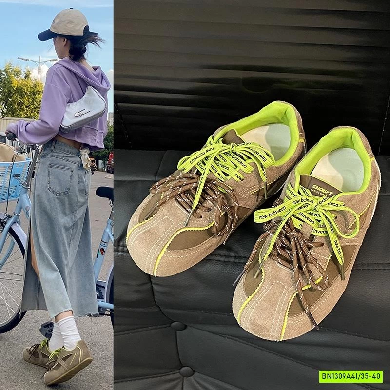 GIÀY THỂ THAO DA LỘN PHỐI MÀU DÂY NỮ