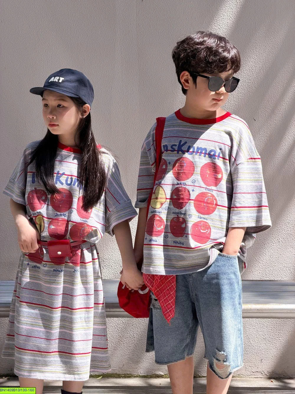 SET COUPLE ÁO PHÔNG BT + VÁY BG IN HÌNH TÁO