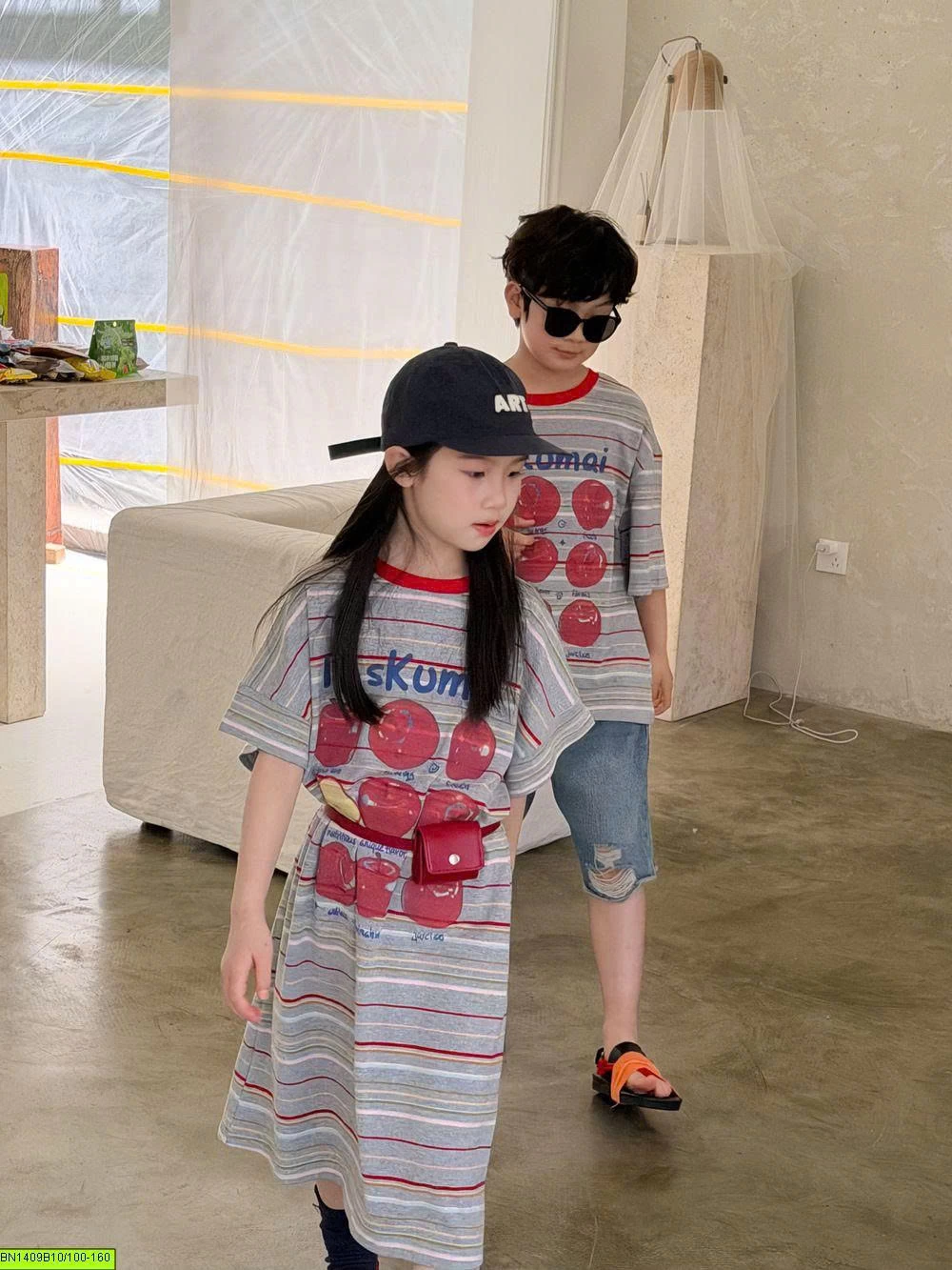 SET COUPLE ÁO PHÔNG BT + VÁY BG IN HÌNH TÁO
