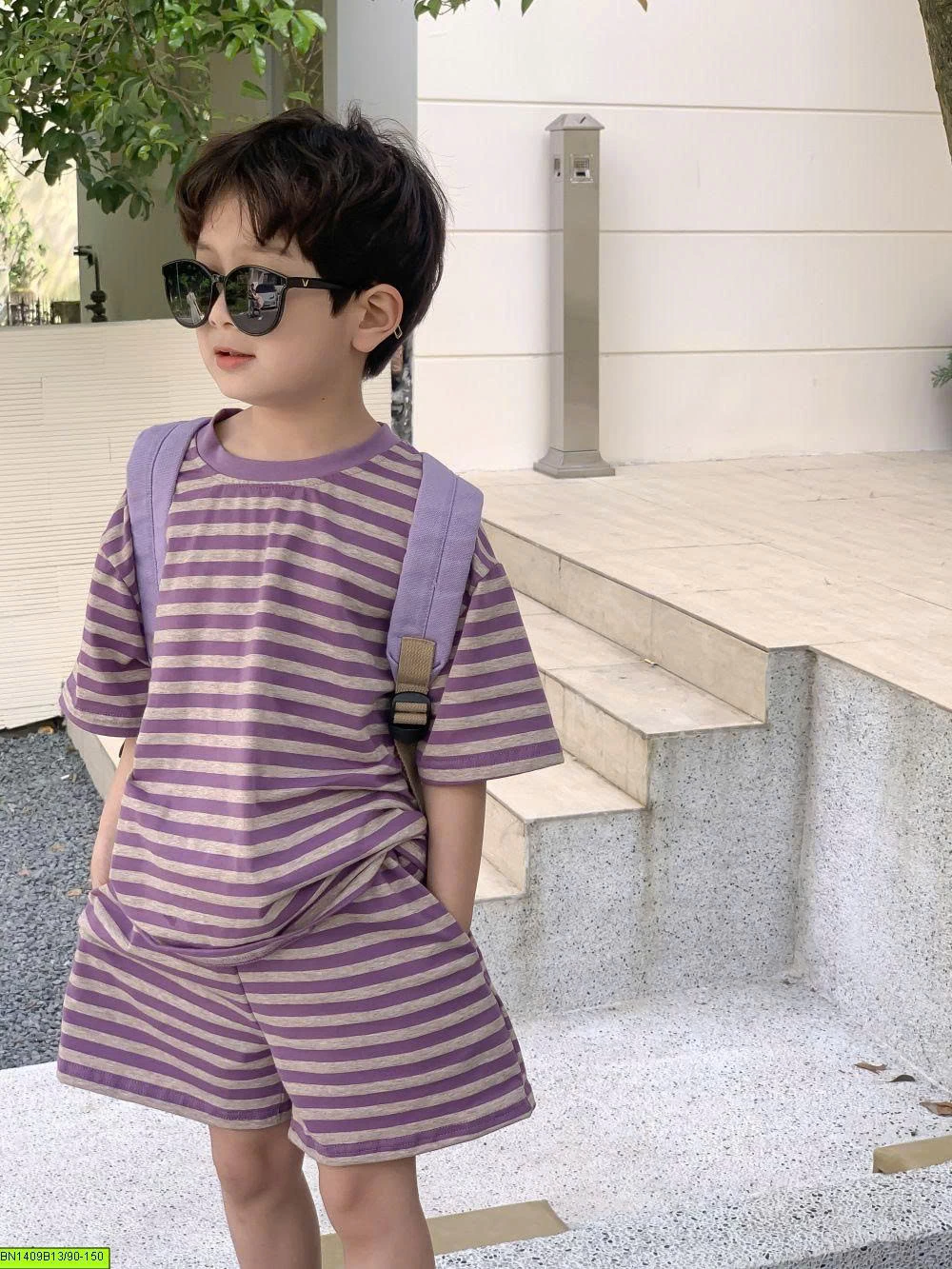 SET ĐỒ ĐÔI  TÍM KẺ NGANG
