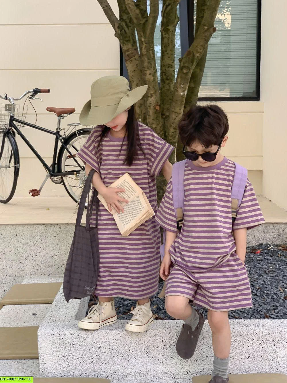 SET ĐỒ ĐÔI  TÍM KẺ NGANG